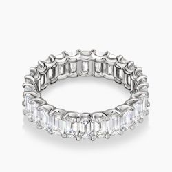 Ringlamour Eternity Emerald Cut Moissanite Wedding Band