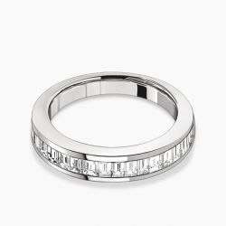 Ringlamour Channel Set Baguette Cut Moissanite Half Eternity Band