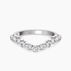 Ringlamour Round Cut Moissanite Chevron Wedding Band