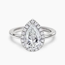 Ringlamour Pear Cut Moissanite Halo Engagement Ring