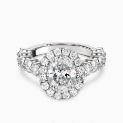 Ringlamour Oval Cut Moissanite Halo Engagement Ring