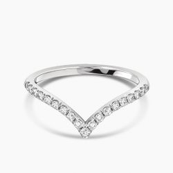 Ringlamour Round Moissanite Half Eternity Chevron Wedding Band