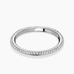 Ringlamour Double Row Round Moissanite Eternity Wedding Band