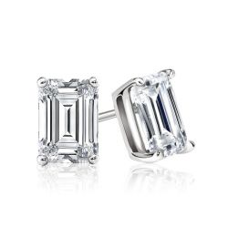 Ringlamour Emerald Cut Moissanite Solitaire Earrings