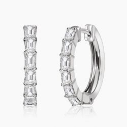 Ringlamour Emerald Cut Moissanite Hoop Earrings