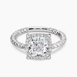 Ringlamour Twsit Cushion Cut Moissanite Halo Engagement Ring