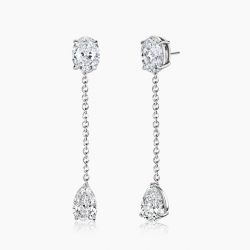 Ringlamour Oval & Pear Cut Moissanite Dangle Earrings