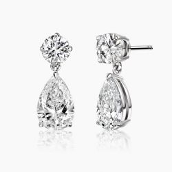 Ringlamour Pear & Round Cut Moissanite Drop Earrings