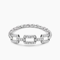 Ringlamour Round Cut Moissanite Chain Link Ring