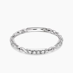 Ringlamour Twist Rope Moissanite Half Eternity Band Stackable Ring