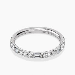 Ringlamour Baguette & Round Cut Moissanite Half Eternity Band