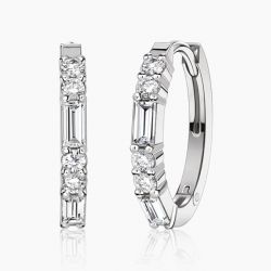 Ringlamour Baguette & Round Cut Moissanite Hoop Earrings