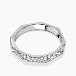 Ringlamour Round Cut Moissanite Triangle Wedding Band