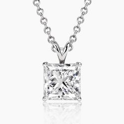 Ringlamour Princess Cut Moissanite Pendant Necklace