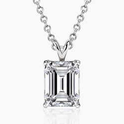 Ringlamour Emerald Cut Moissanite Pendant Necklace