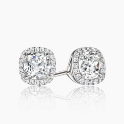 Ringlamour Cushion Cut Moissanite Halo Stud Earrings