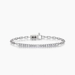 Ringlamour Round Cut Moissanite Paperclip Tennis Bracelet