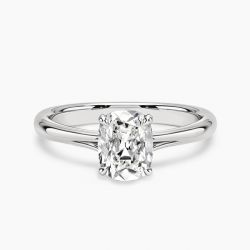 Ringlamour Cushion Cut Moissanite Engagement Ring Hidden Halo