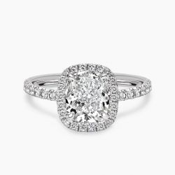 Ringlamour Cushion Cut Moissanite Halo Engagement Ring