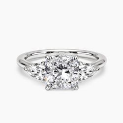 Ringlamour Cushion Cut Moissanite Three Stone Engagement Ring