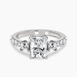 Ringlamour Radiant Cut Moissanite Three Stone Engagement Ring