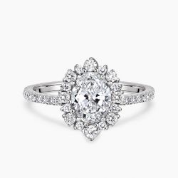 Ringlamour Oval Cut Moissanite Halo Engagement Ring