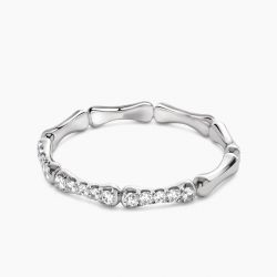 Ringlamour Moissanite Half Eternity Band Stackable Bone Ring