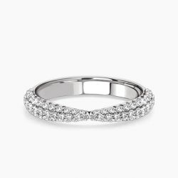 Ringlamour Three Row Tapered Round Moissanite Half Eternity Band