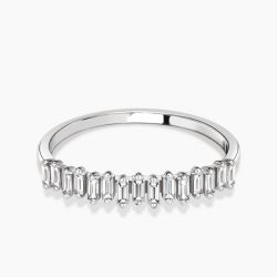 Ringlamour Baguette Moissanite Half Eternity Band Stackable Ring