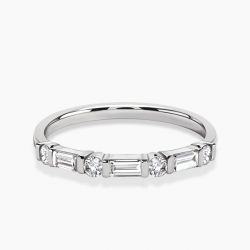 Ringlamour Baguette & Round Cut Moissanite Half Eternity Band