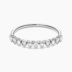 Ringlamour 3 Prong Round Moissanite Half Eternity Wedding Band