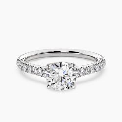 Ringlamour Floral Shank Round Cut Moissanite Engagement Ring