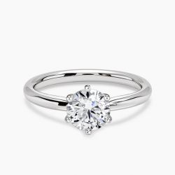 Ringlamour 6 Prong Round Cut Moissanite Solitaire Engagement Ring