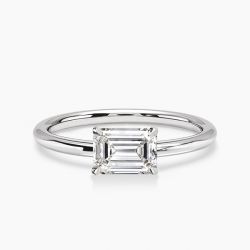 Ringlamour Emerald Cut Moissanite Solitaire Engagement Ring