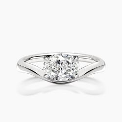 Ringlamour East-West Oval Moissanite Solitaire Engagement Ring