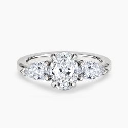 Ringlamour Oval Cut Moissanite Three Stone Engagement Ring