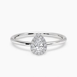 Ringlamour Pear Cut Moissanite Halo Engagement Ring