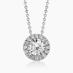 Ringlamour Round Cut Moissanite Halo Pendant Necklace