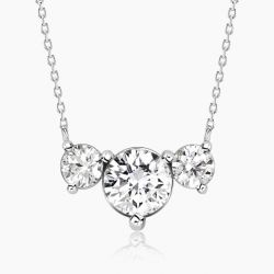 Ringlamour Round Cut Moissanite Three Stone Pendant Necklace