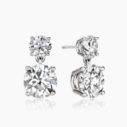 Ringlamour Round Cut Moissanite Two Stone Drop Earrings