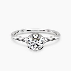 Ringlamour Bezel Round Cut Moissanite Solitaire Engagement Ring