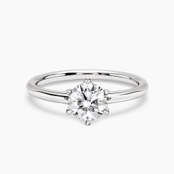 Ringlamour 6 Prong Round Cut Moissanite Solitaire Engagement Ring