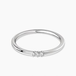 Ringlamour Round Moissanite 3 Stone Wedding Band Stackable Ring