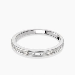 Ringlamour Channel Set Baguette Cut Moissanite Half Eternity Band