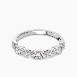 Ringlamour Milgrain Round Cut Moissanite Wedding Band