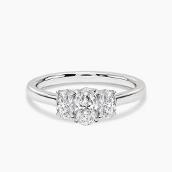 Ringlamour Oval Cut Moissanite Three Stone Engagement Ring