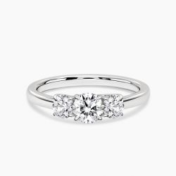 Ringlamour Round Cut Moissanite Three Stone Engagement Ring