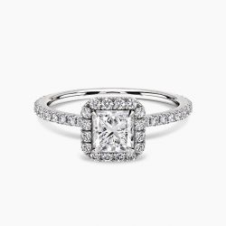 Ringlamour Princess Cut Moissanite Halo Engagement Ring