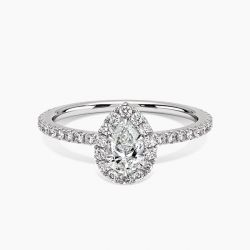 Ringlamour Pear Cut Moissanite Halo Engagement Ring