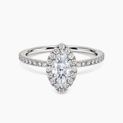 Ringlamour Marquise Cut Moissanite Halo Engagement Ring